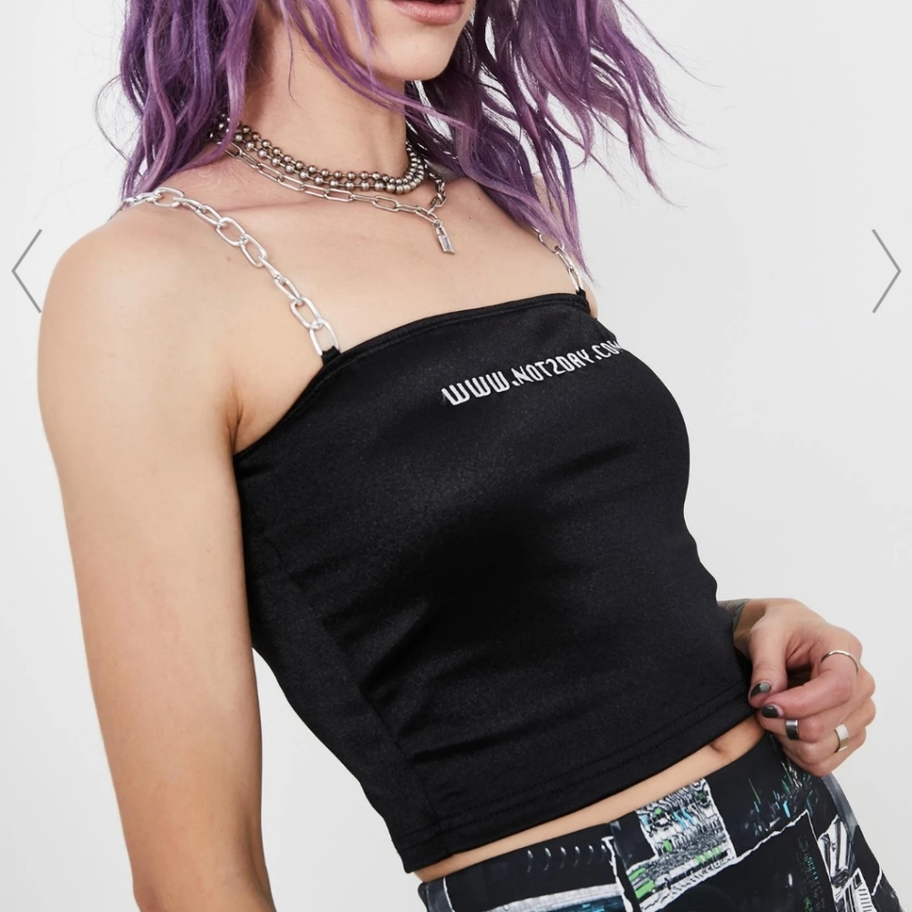 Dollskill satin black chain top